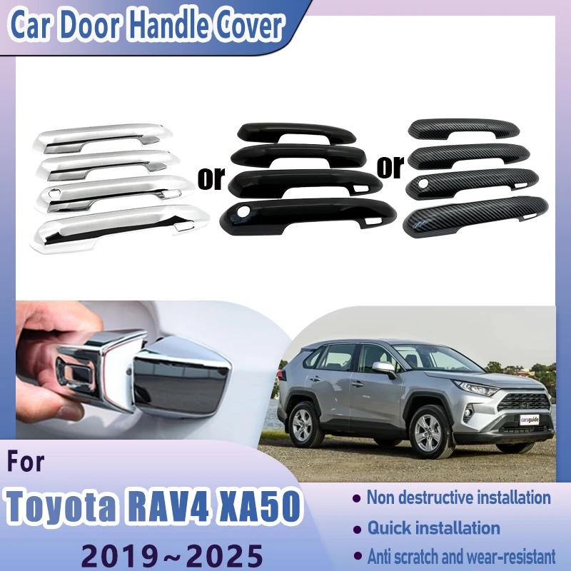 

Крышка дверной ручки автомобиля для Toyota RAV4 XA50 2024, аксессуары 2019 2020 ~ 2025, Suzuki Across, хромированная наклейка на ручку из углеродного волокна