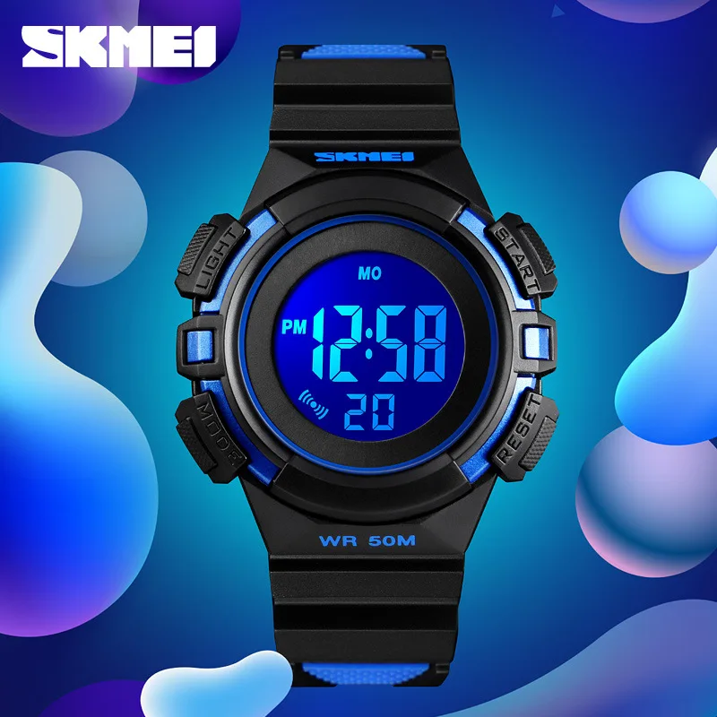 Skmei Colorful LED Light Sports Waterproof Simple Children Gift Watch Double Ribbon Student Electronic Watch