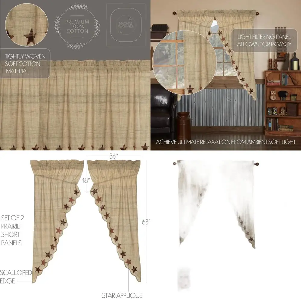 

Cotton 63x36x18 Short Panel Set, 2 Pieces, Red Prairie Style