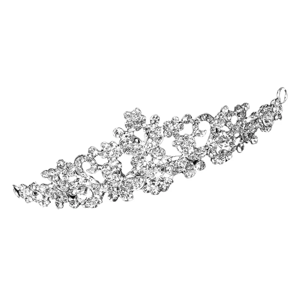 

Silver Crystal Rhinestone Flower Crown Headband Wedding Prom Party Tiara Crystal Rhinestone Headband