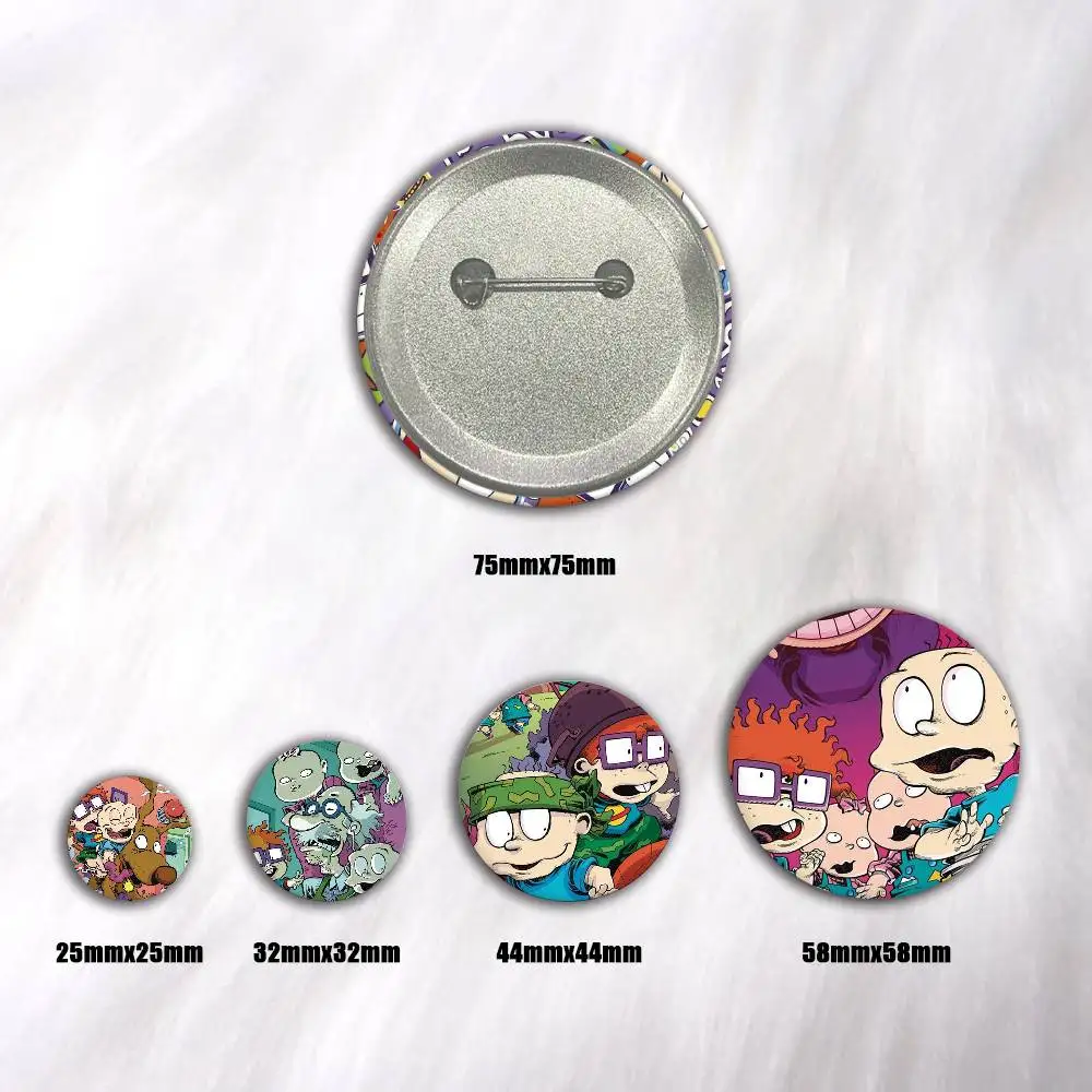 R-Rugrats Creative  Pins Badges Round Laser Badge Brooch Clothes Backpack Accessories
