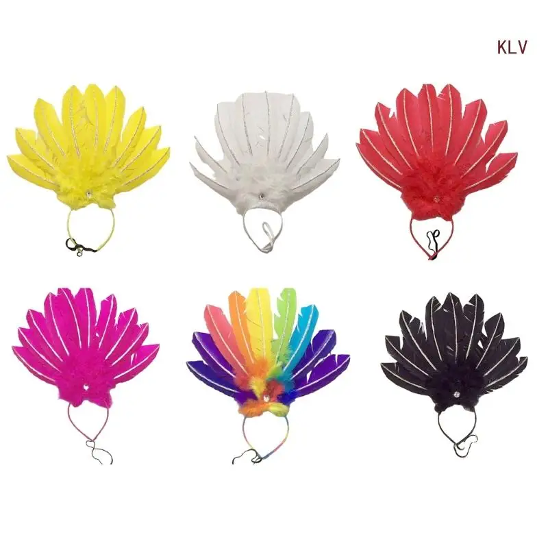 

MardiGras Feather Headband Festival Celebration Hairband Masquerade Theme Party Headwear Carnival Party Accessories