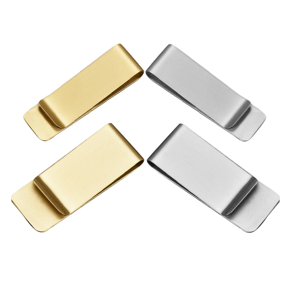 

4pcs Stainless Steel Bill Clip Design Travel Notebook Pen Holder Office Supplies Mini Metal Clips Stationery Accessories