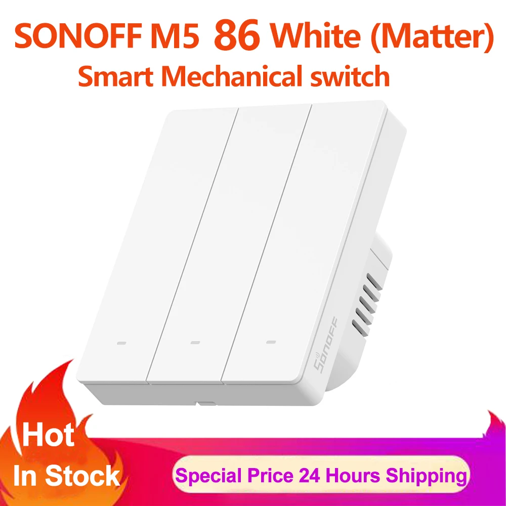 SONOFF M5 86W Matter Wifi Switch Smart Wall Press Button Switch Via eWelink Works with Homekit Voice Control Alexa Google Home