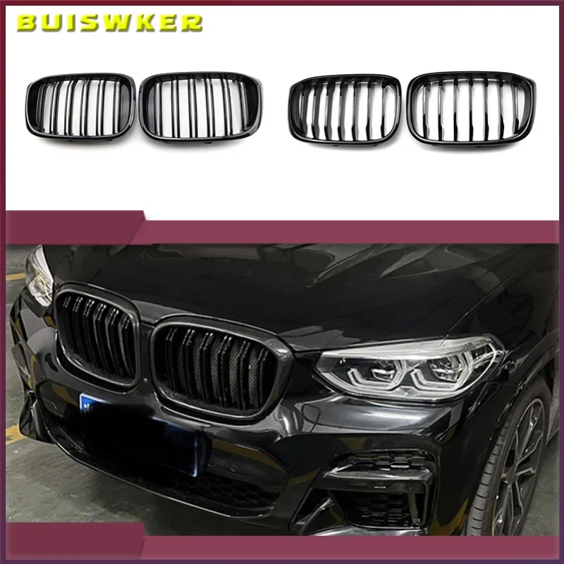 

1 Pair Front Grille Kidney Grill 1 Slat For BMW G01 G02 G08 X3 X4 2018 2019 2020 Car Styling Gloss Matte black Racing Grills