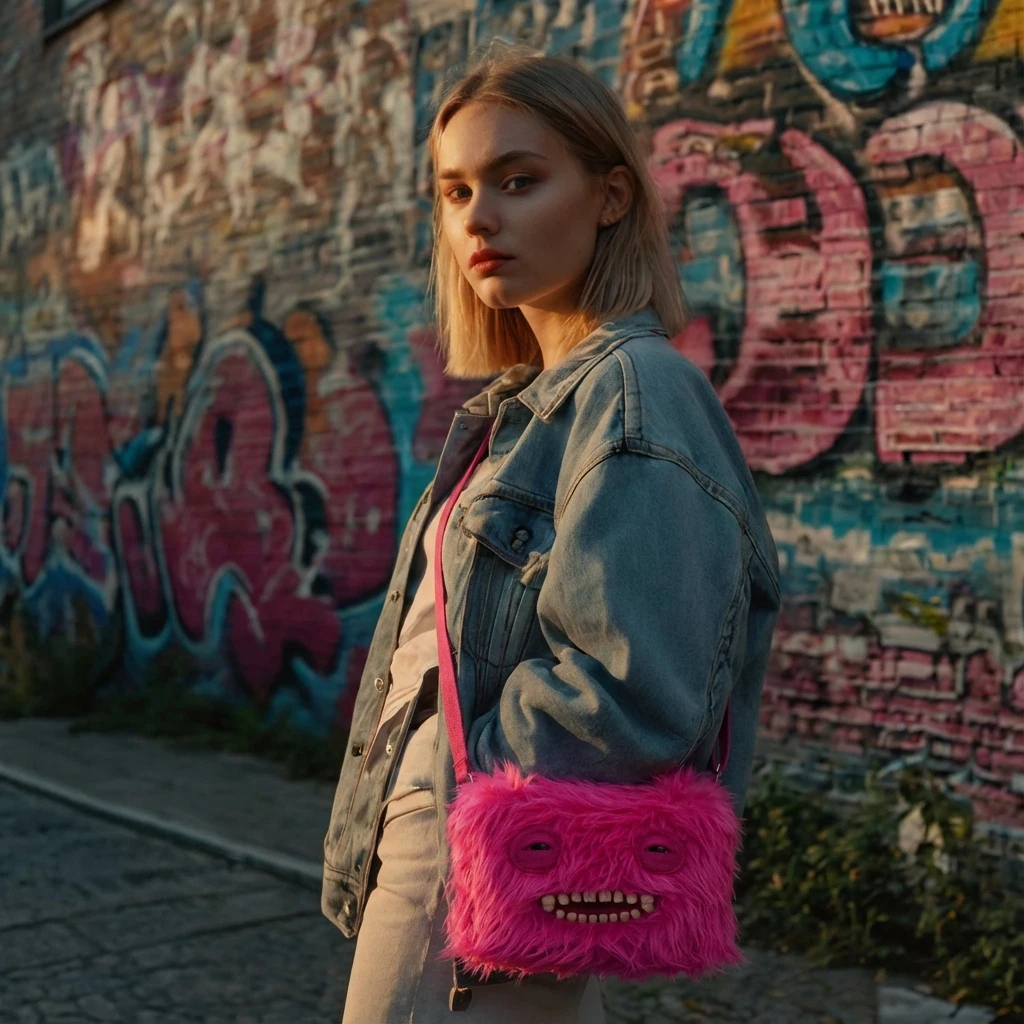 Fugglers Hässliches Zahnmonster Flauschige Umhängetaschen Niedliche Fugg Plüsch-Geldbörse Schulter-Rucksack Portemonnaie für Mädchen Jungen Cartoon-Tier 22CM – Detail 17