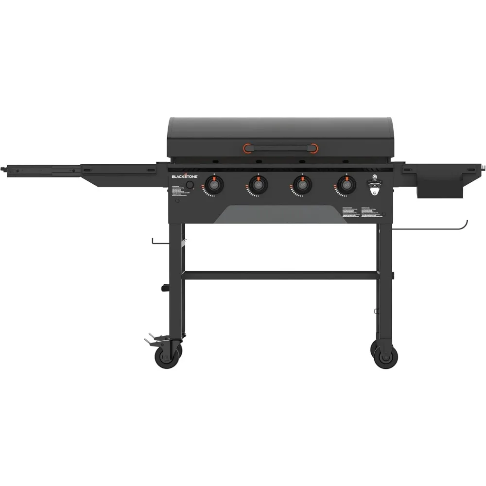 36 Inch Griddle with Hood, 4-Burner Flat Top Grill, Propane Gas Grill with Seasoning and Griddle Gloves