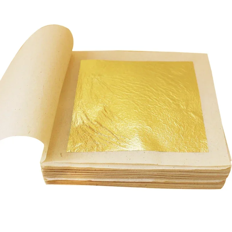 

Gold Leaf Real Gold Foil for Cake Decoration Serum Arts Craft Paper Gilding 100pcs 8x8cm 24K Gold Leaf Sheets