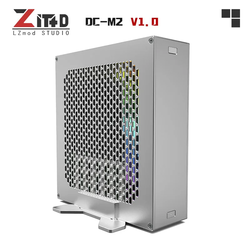 DC-M2 V1.0 2.24L Mini ITX Case 6061 Aluminum Ultra Slim SFF HTPC Chassis DC-ATX PSU Support 6x 4010 Fan Mounts