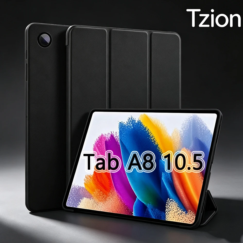 For Samsung Galaxy Tab A8 10.5” 2022 SM-X200/X205/X207, Tablet Case Shockproof Soft Silicone Back Shell Stand Trifold Flip Cover