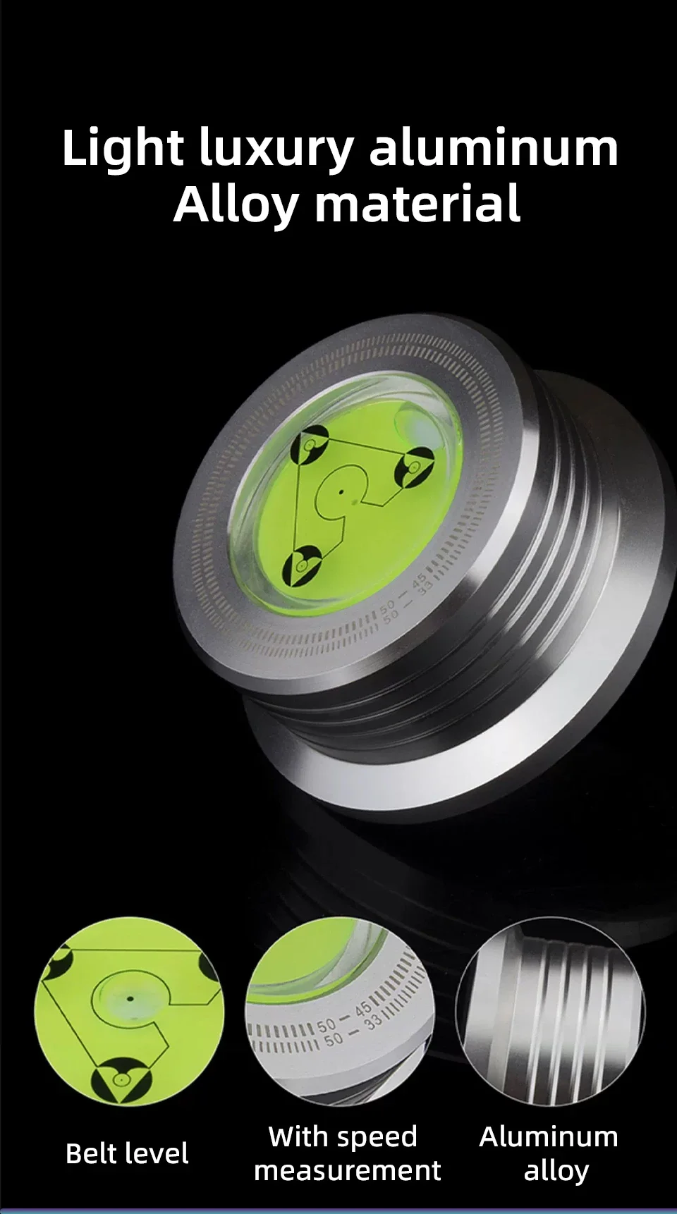 DZ-010 Aluminum Alloy LP Vinyl Record Clamp Weight with Level Gauge & Strobe Speed Check for Turntable HiFi