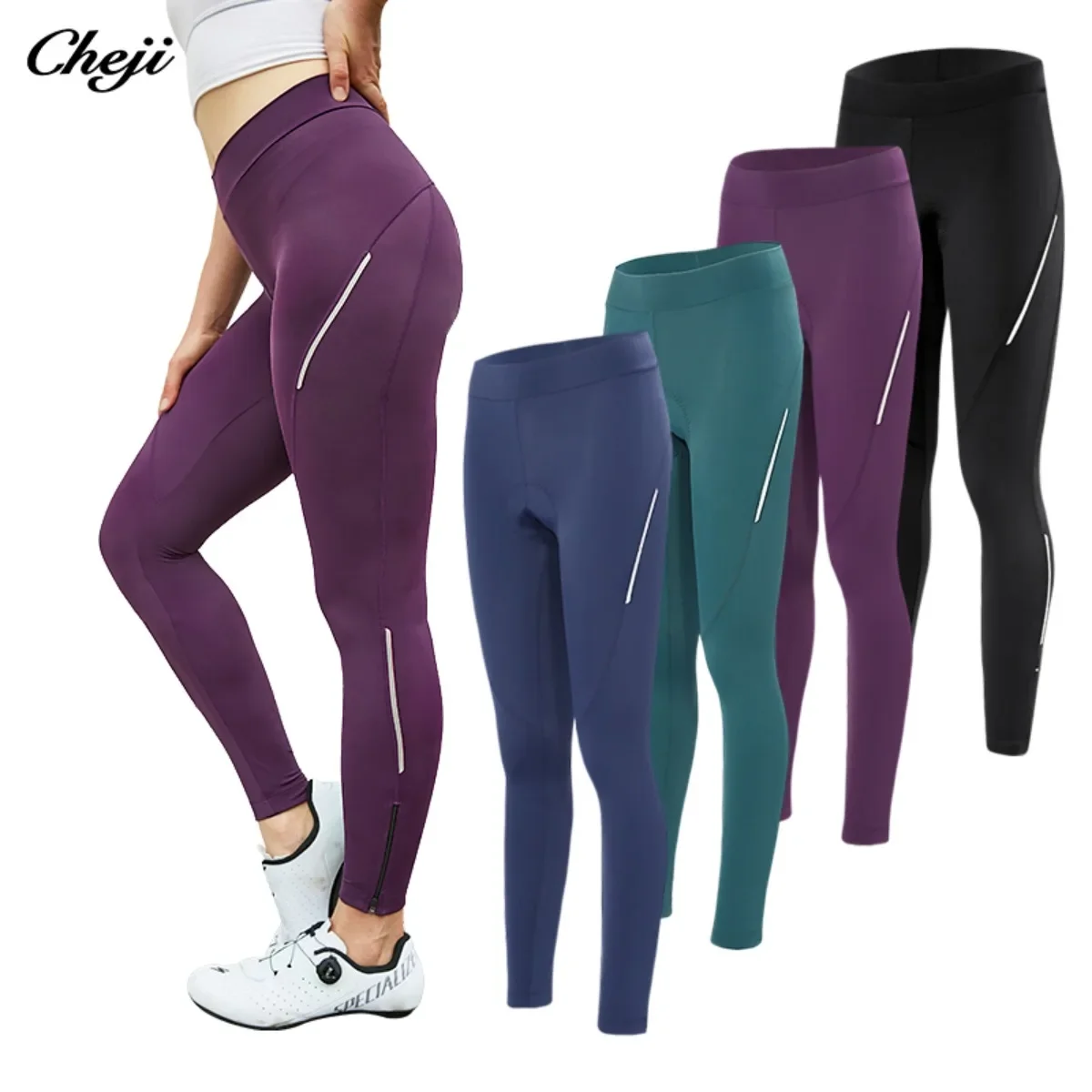 CHEJI Cycling Pants Women Cycling Pants Summer Riding Mountain Bike Trousers Road Bicycle Padded Breathable Bike Long Pants