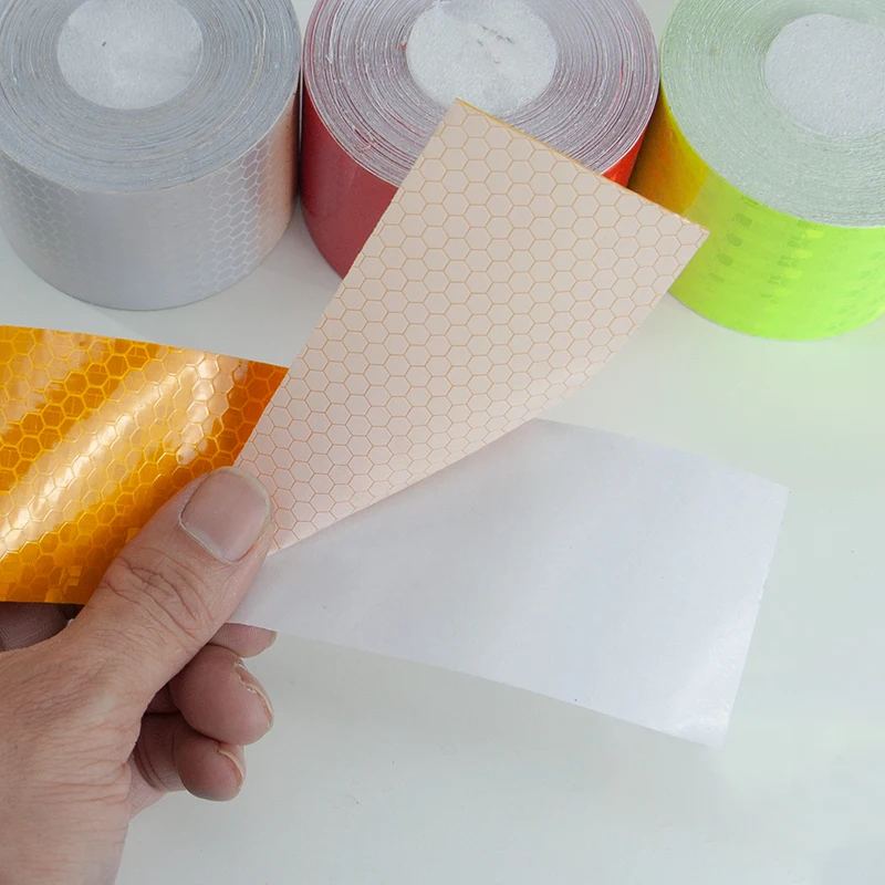 5cm 1/3/5/10/20m Reflective Tape Safety Warning Solid Color Highlighting Warning Strips Car Stickers Grid Reflector