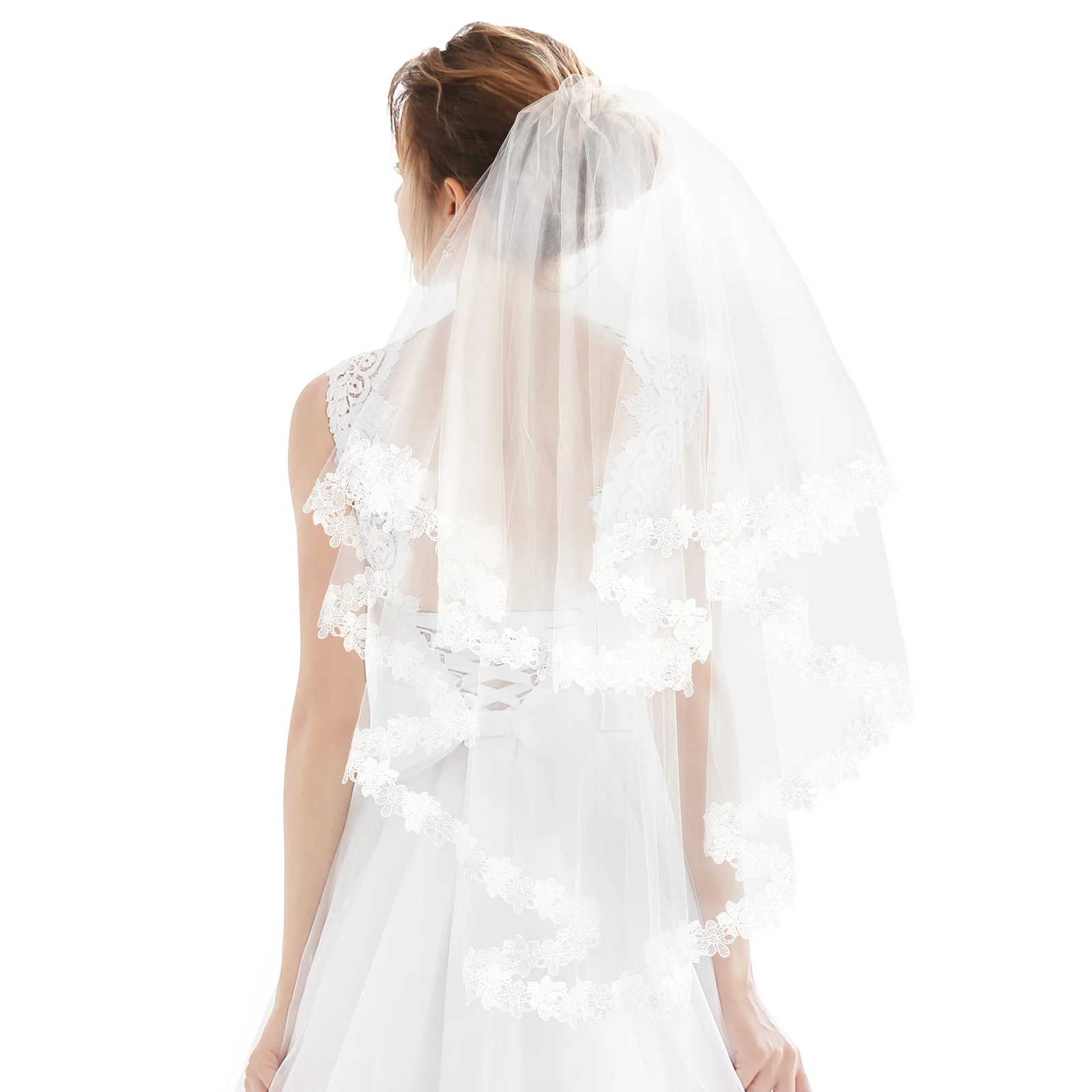 

Bridal Veil Bride Bachelorette Short Wedding Veils for Brides White Hair Accessories