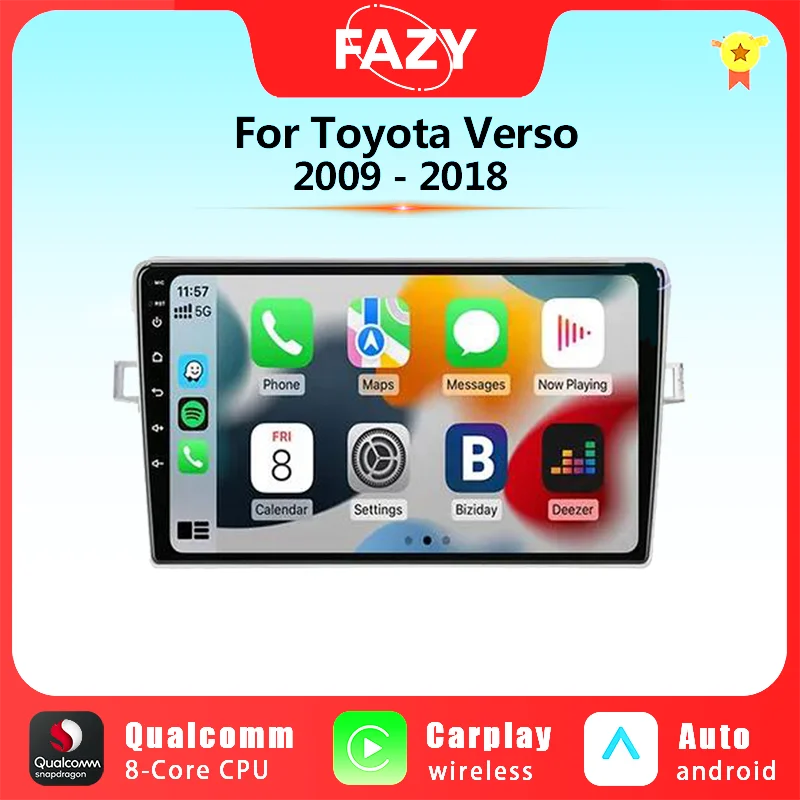 

FAZY Android 12 Car Radio For Toyota Verso R20 2009-2018 Wireless Carplay Multimedia Player GPS Navigation Stereo Head Unit 2din