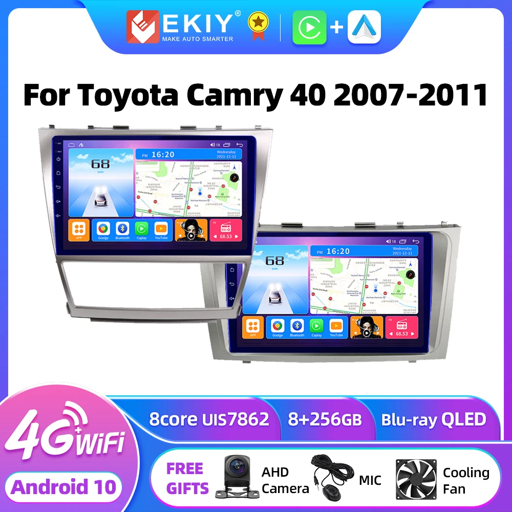 EKIY T7 Android 10 Car Radio For Toyota Camry 40 2007-2011 Multimedia Video Player Stereo Navigation GPS Tape Recorder DVD HU