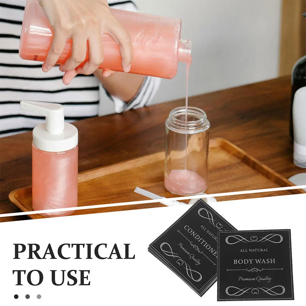 12Pcs Bathroom Waterproof Labels Self Adhesive Soap Dispenser Stickers Hand Soap Lotion Shower Bottle Organizers