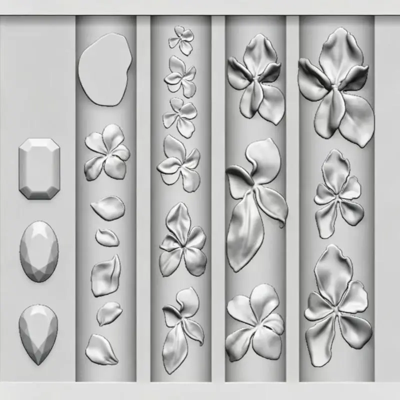 1Pcs Silicone Flower And Gem Mold With Non Stick Surface And Multiple Designs For Cake Decorating Sugar Craft DIY Jewelry Making