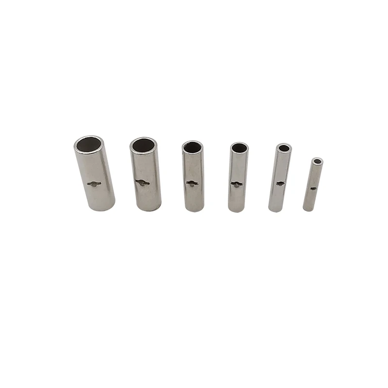50/100Pcs Butt Wire Connector AWG 26-10 Copper Bare Tinned Crimp Terminal Sleeve Non-Insulated Ferrule Electrical Cable Crimping