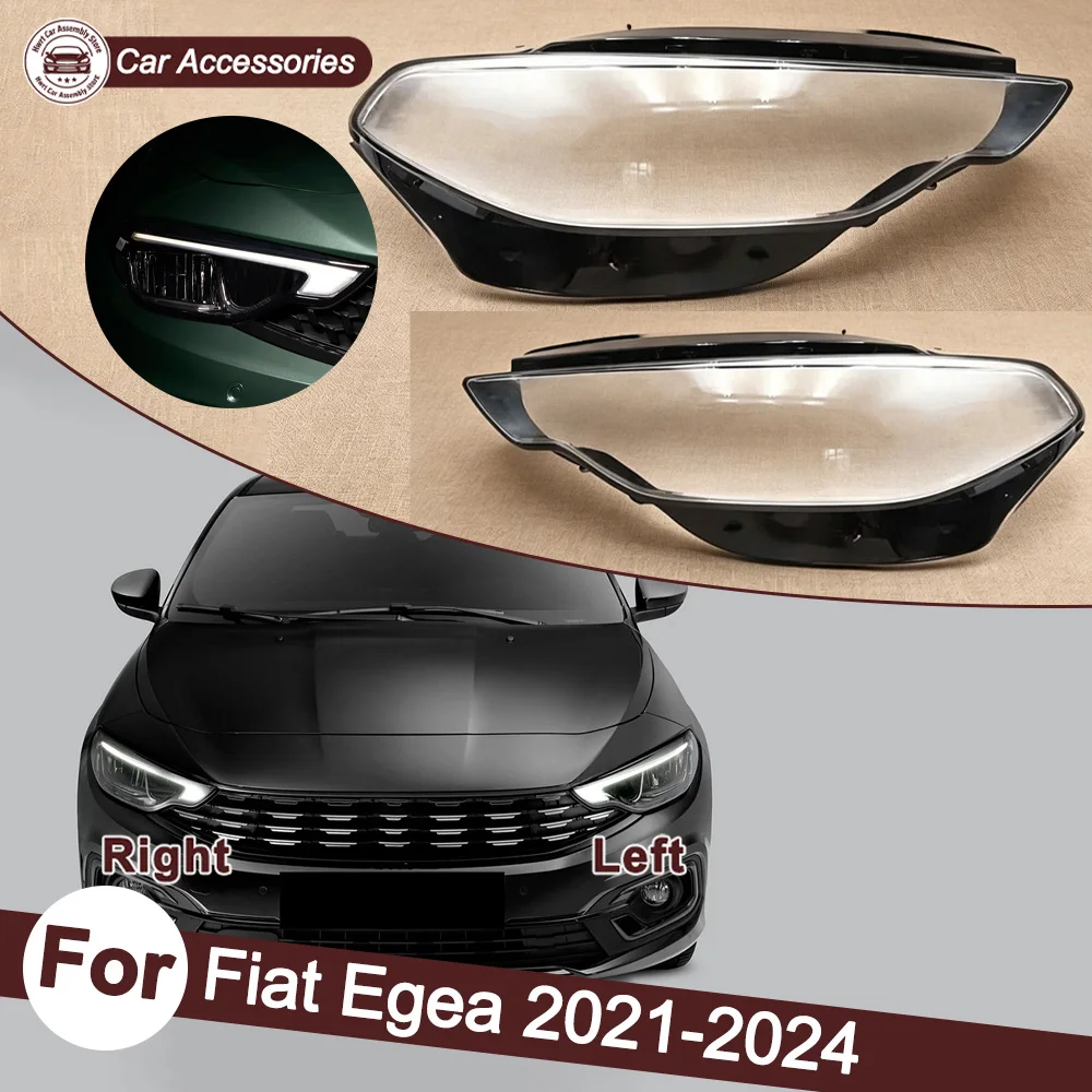 

For Fiat 2021 2022-2024 Egea Headlights Shell Transparent Lampshdade Headlamp Cover Lamp Shade Plexiglass Replace Original Lens