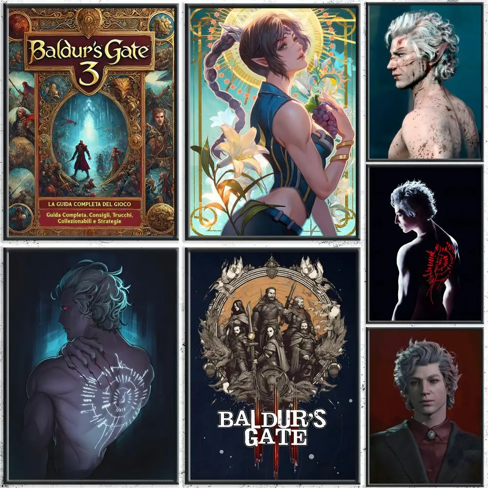 Fantasy Game B-Baldur's GateS 3 Poster HD Self-Adhesive No Residue After Removal Ideal for All Kinds of Wall Decor