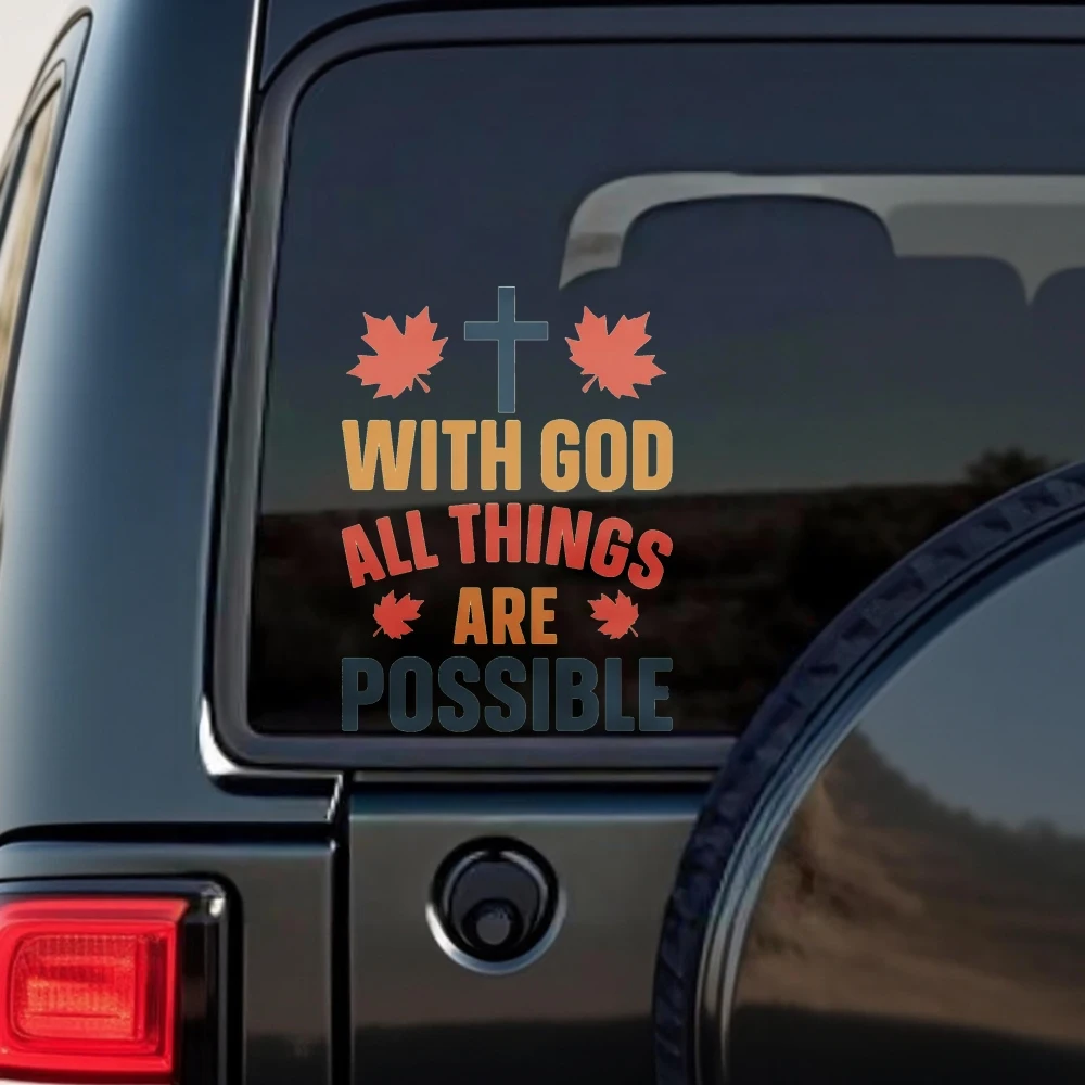 Car Stickers And Decals, Vinyl Decals, With God All Things Are Possible, Automotive Decals, Funny Bumper Stickers(1pc)