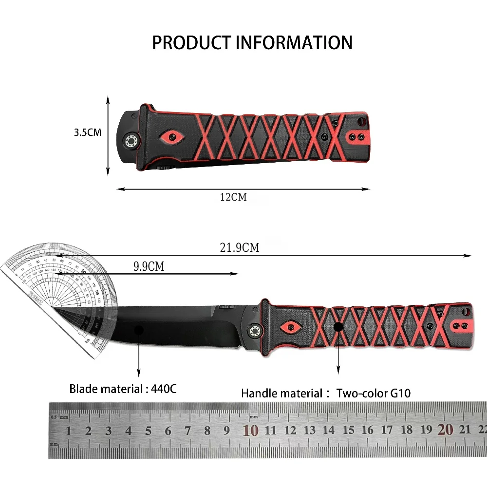 2025 المحمولة سكين جيب قابل للطي 440C شفرة فولاذية G10 مقبض في الهواء الطلق بقاء التكتيكية الصيد فائدة سكينة الفاكهة EDC أدوات #6