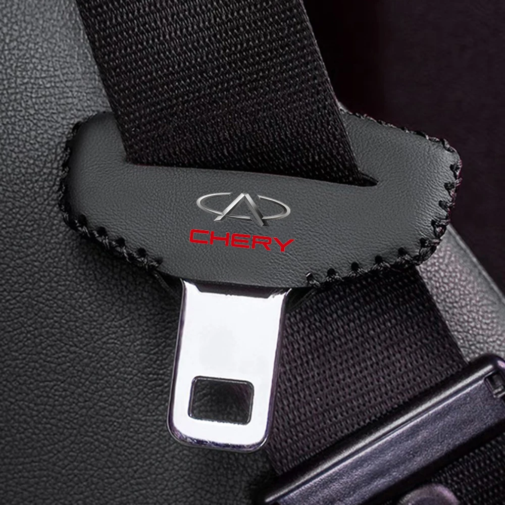 2pcs Leather Car Seat Belt Clip Extender Safety Seatbelt Lock Buckle Plug Cover for CHERY TIGGO 5 A1 A3 A5 QQ KIMO INDIS JAGGI