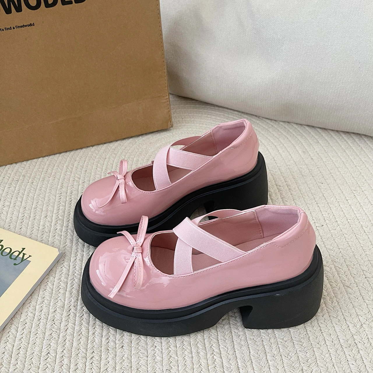 

Pink Wedges Shoes Platform Lolita Shoes Kawaii Platform Heels Zapatos Mujer 2023 Mary Jane Shoes Bow Decoration High Quality