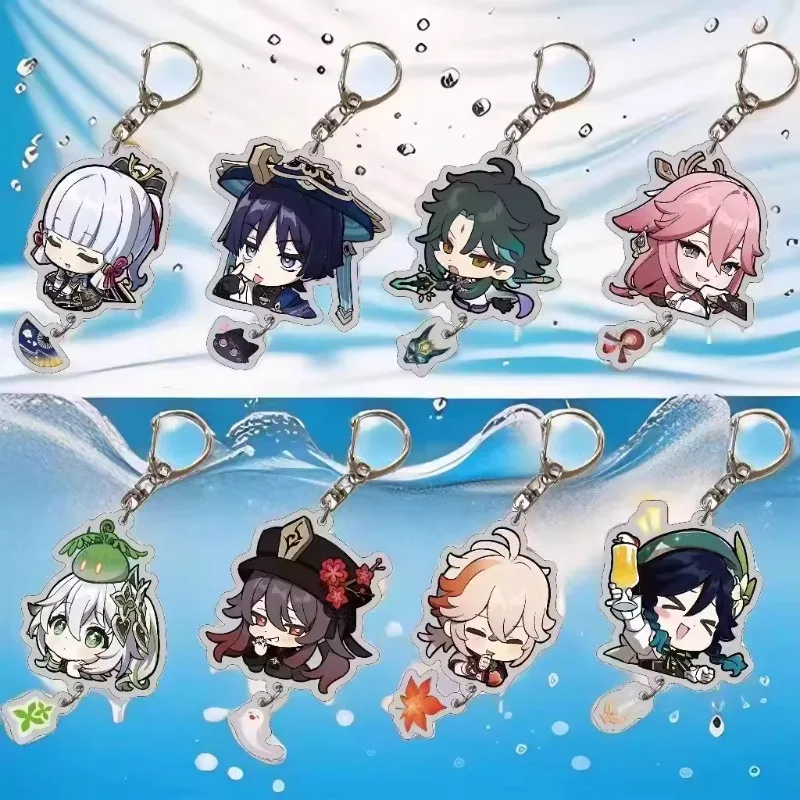 Genshin Impact Furina Yelan سلسلة مفاتيح شخصية عصرية ملحقات أكريليك خفيفة الوزن مناسبة لهدايا الحقائب المدرسية #2
