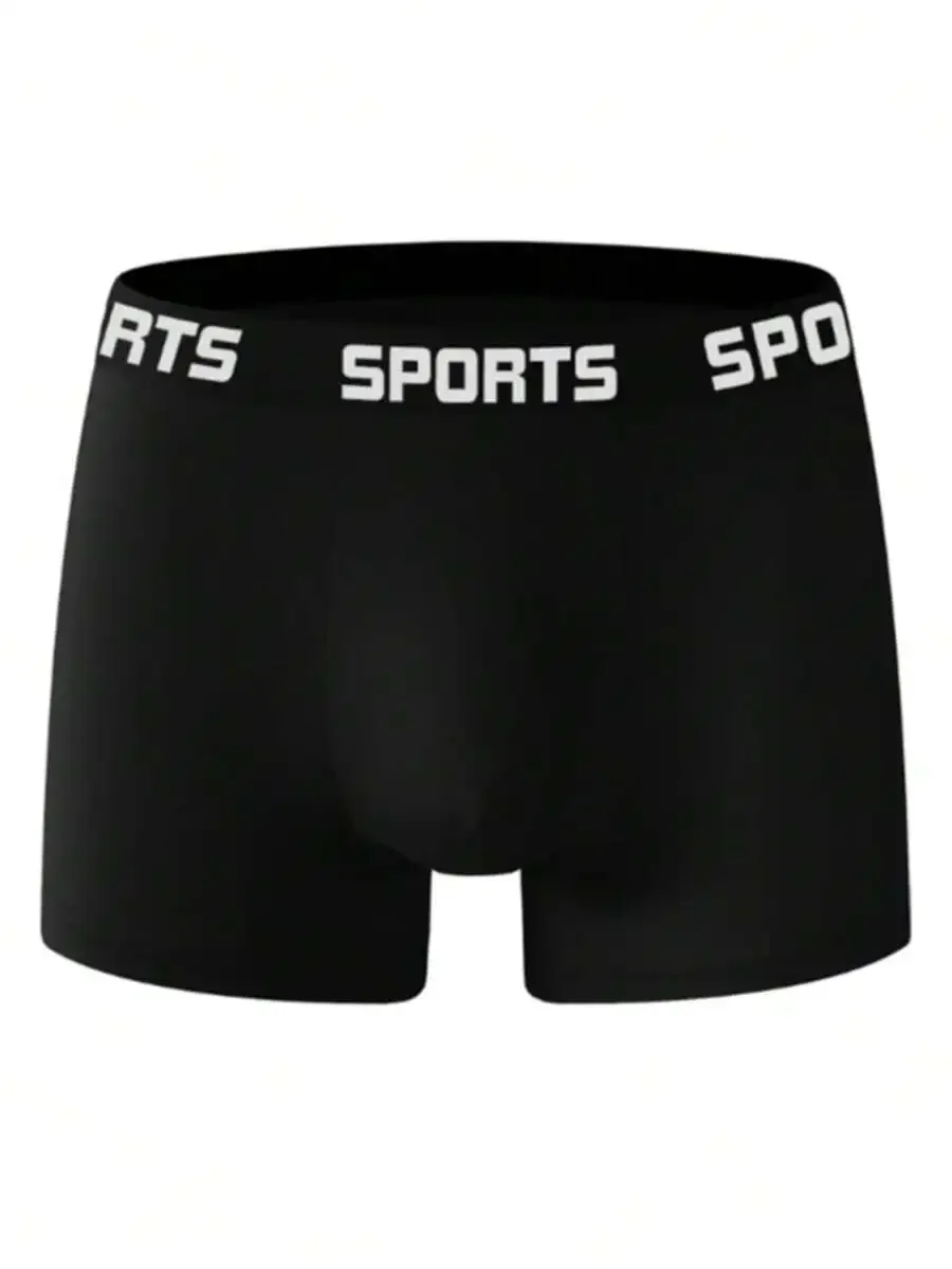 

Mens Boxer Briefs Breathable Stretch Fabric Elastic Waistband Sports Print Solid Color Mid Rise