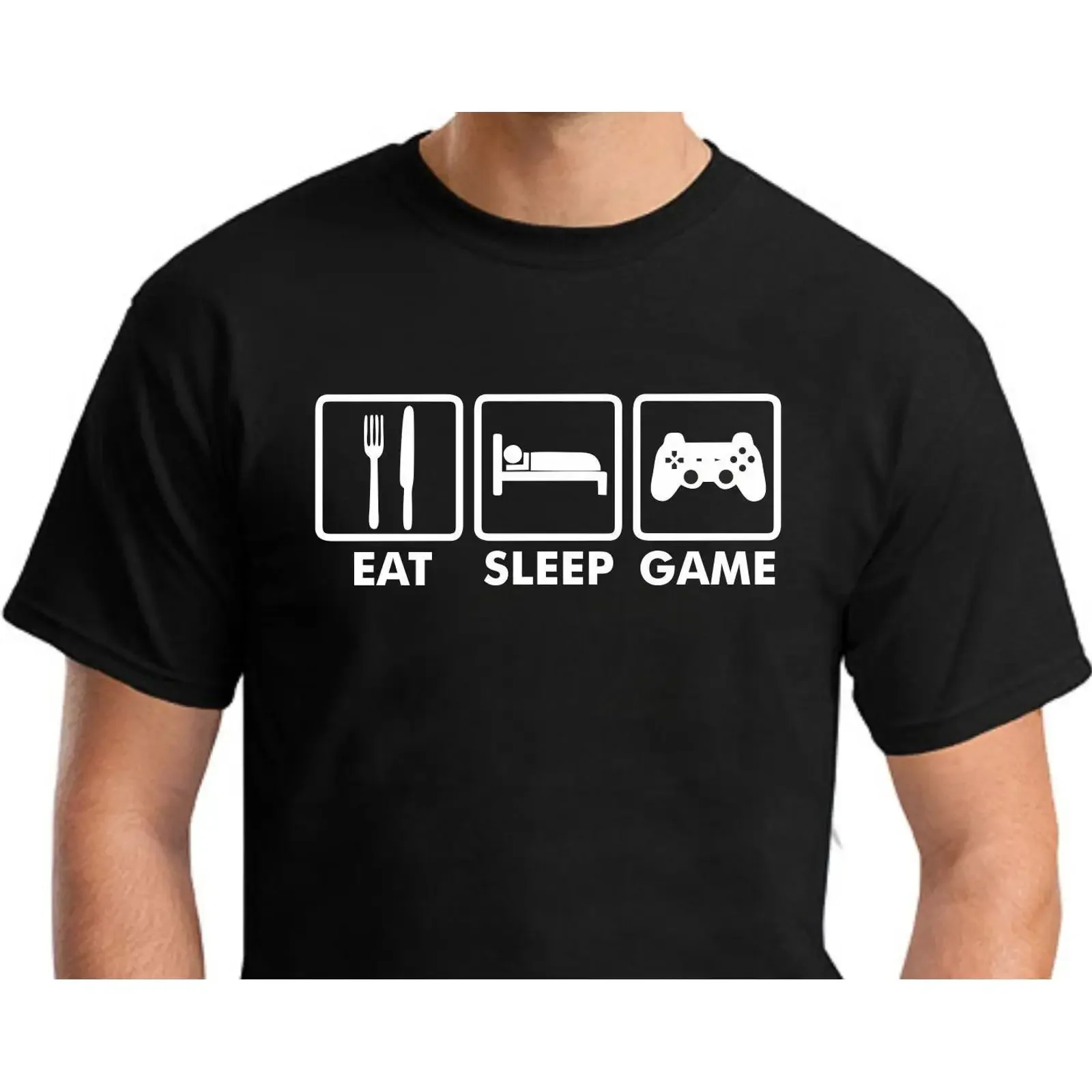 Eat Sleep Game T Shirt Men's Small 2XLarge vintage Washed Breathable Stretched Slightly graphic Casual designer clothes