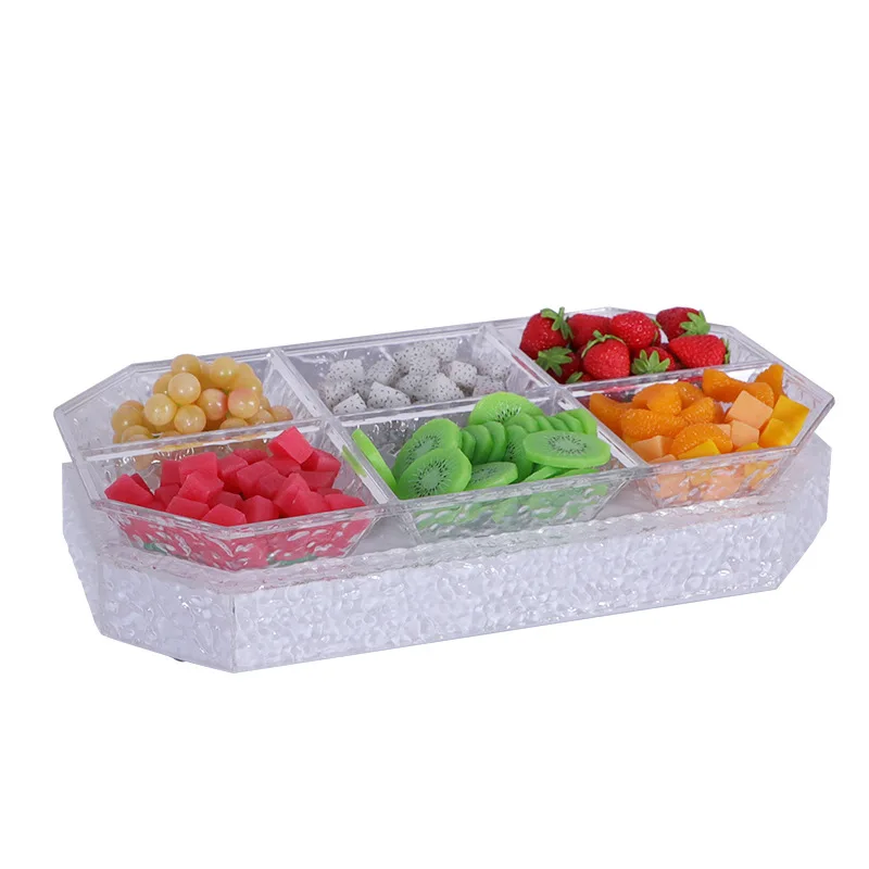 

Bar luminous fruit special pattern frozen continuous plate four or six grid fruit plate clear