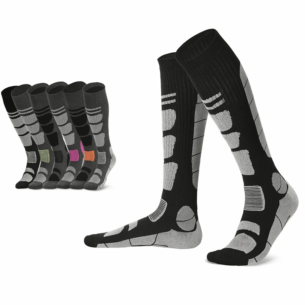 Unisex Long Tube Skiing Socks Thickened Breathable Sports Socks Warm Thermal Arch Support Wool Socks Winter Season