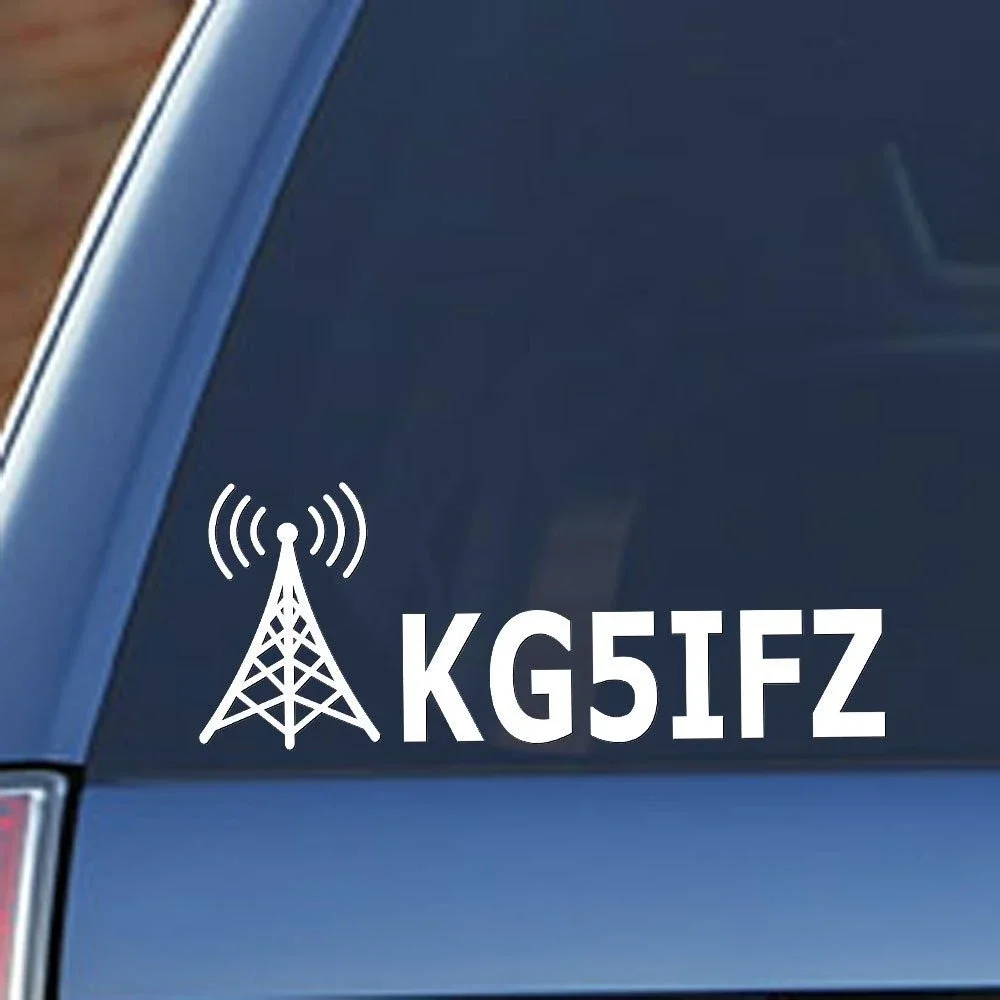 For Ham Radio - Amateur  Callsign Antenna Window Decal