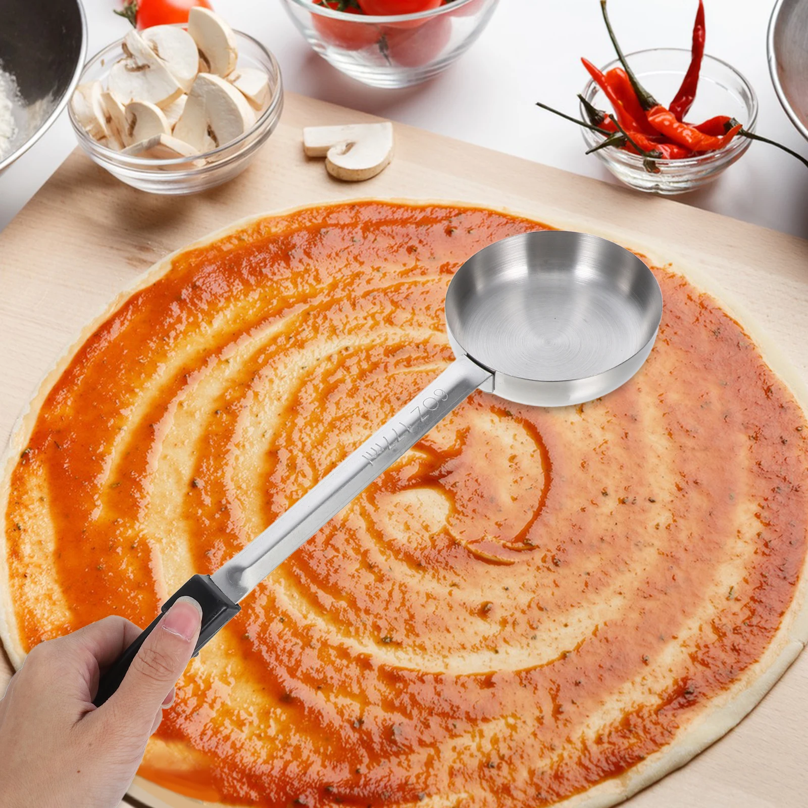 

Sauce Spoon Cooking Spoons Flat Bottom Food Portion Control Ladle Kitchen Serving Steel Ketchup Stainless Large for Home
