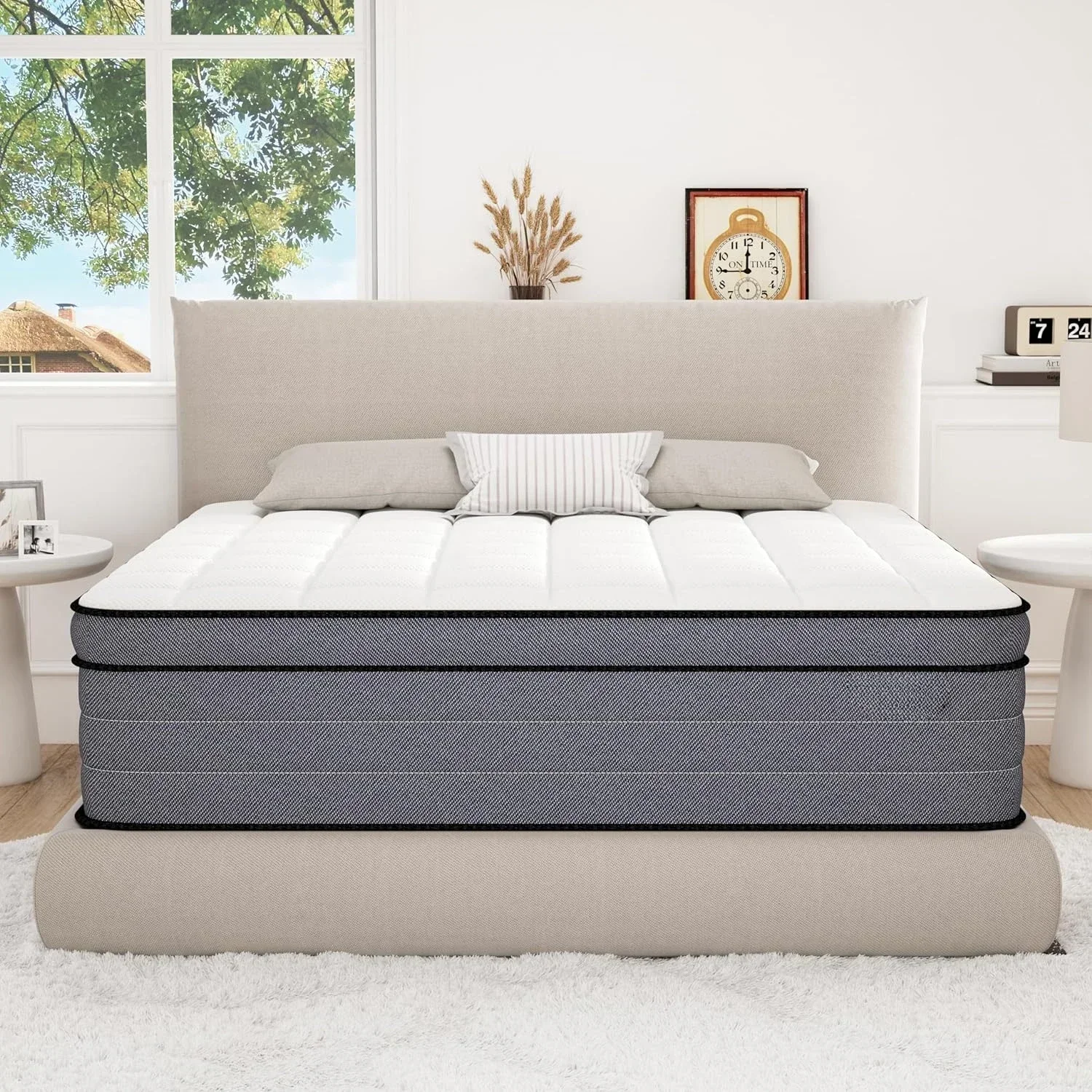 Queen Mattress ，with Gel Memory Foam and Individual Pocket Springs，Upgraded Support Firm Queen Mattress in a Box