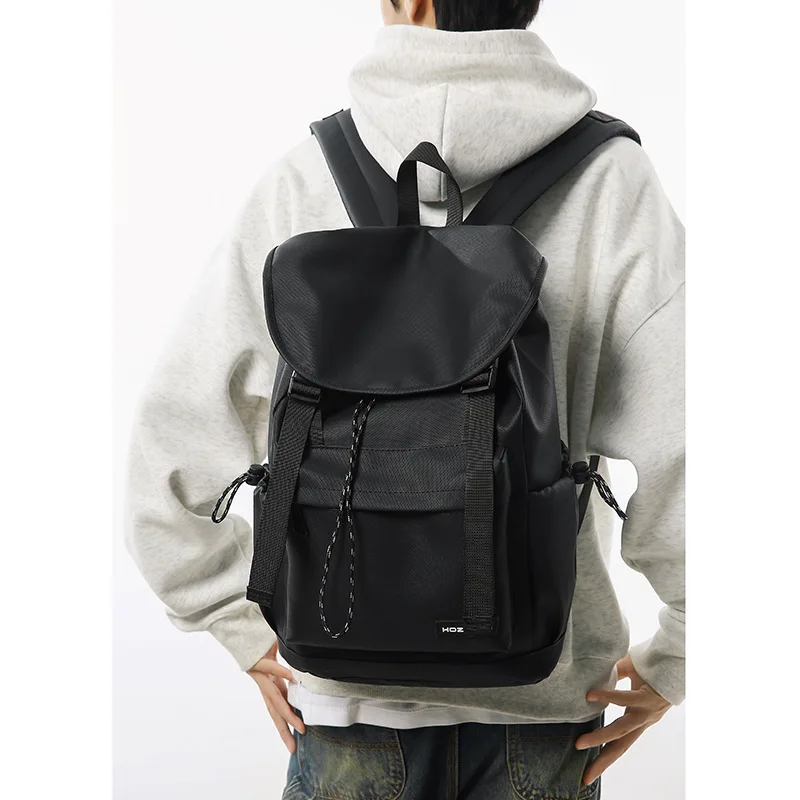 Workwear trendy backpack men's backpack large capacity texture PU computer bag high school student backpack college student