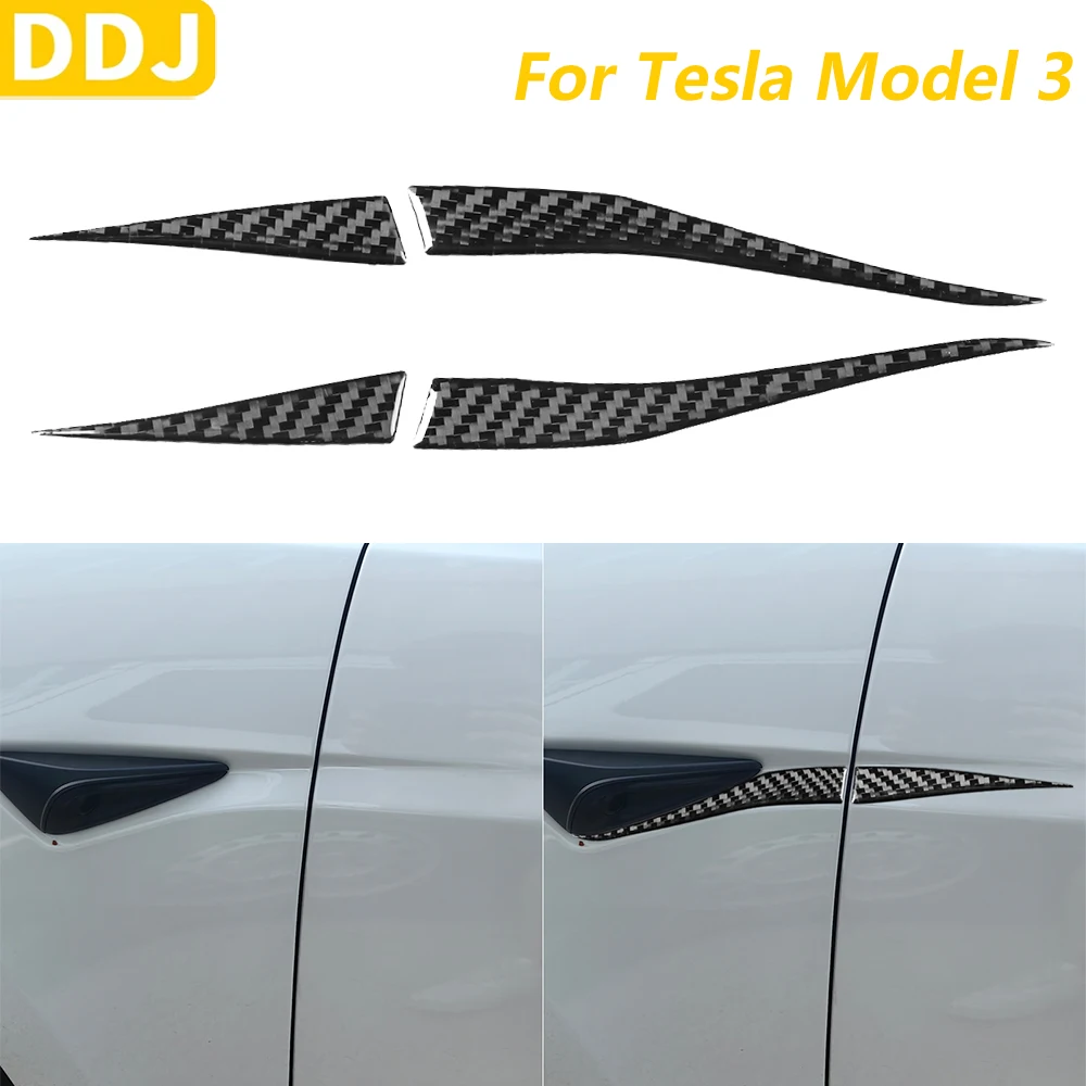 For Tesla Model 3 Highland 2023-2025 Carbon Fiber Body Side Camera Radar Spoiler Air Knife Trim Cover Car Accessories Sticker