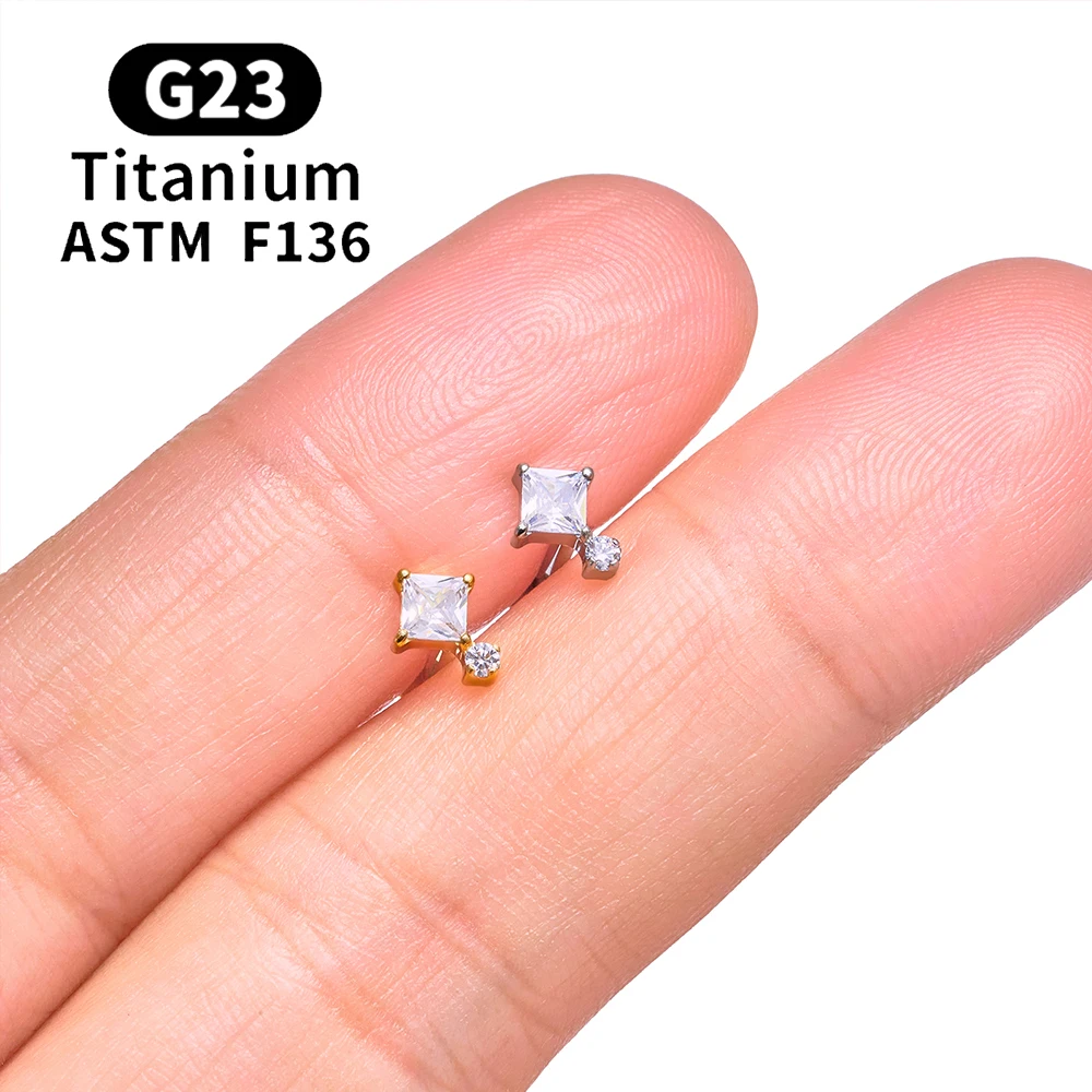 ASTM F136 Titan Muschel-Ohrstecker 16G CZ Flacher Rücken Labret Lippenstecker Helix Knorpel Tragus Ohrläppchen Ohrpiercing Schmuck – Detail 9