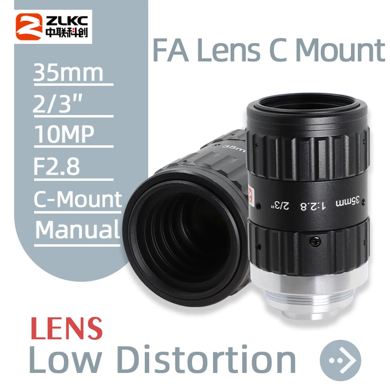 

ZLKC HD 10MP C Mount 35mm Lens Machine Vision Fixed Focal Length Lenses Industrial Camera Manual Iris 2/3 '' CCTV Low Distortion