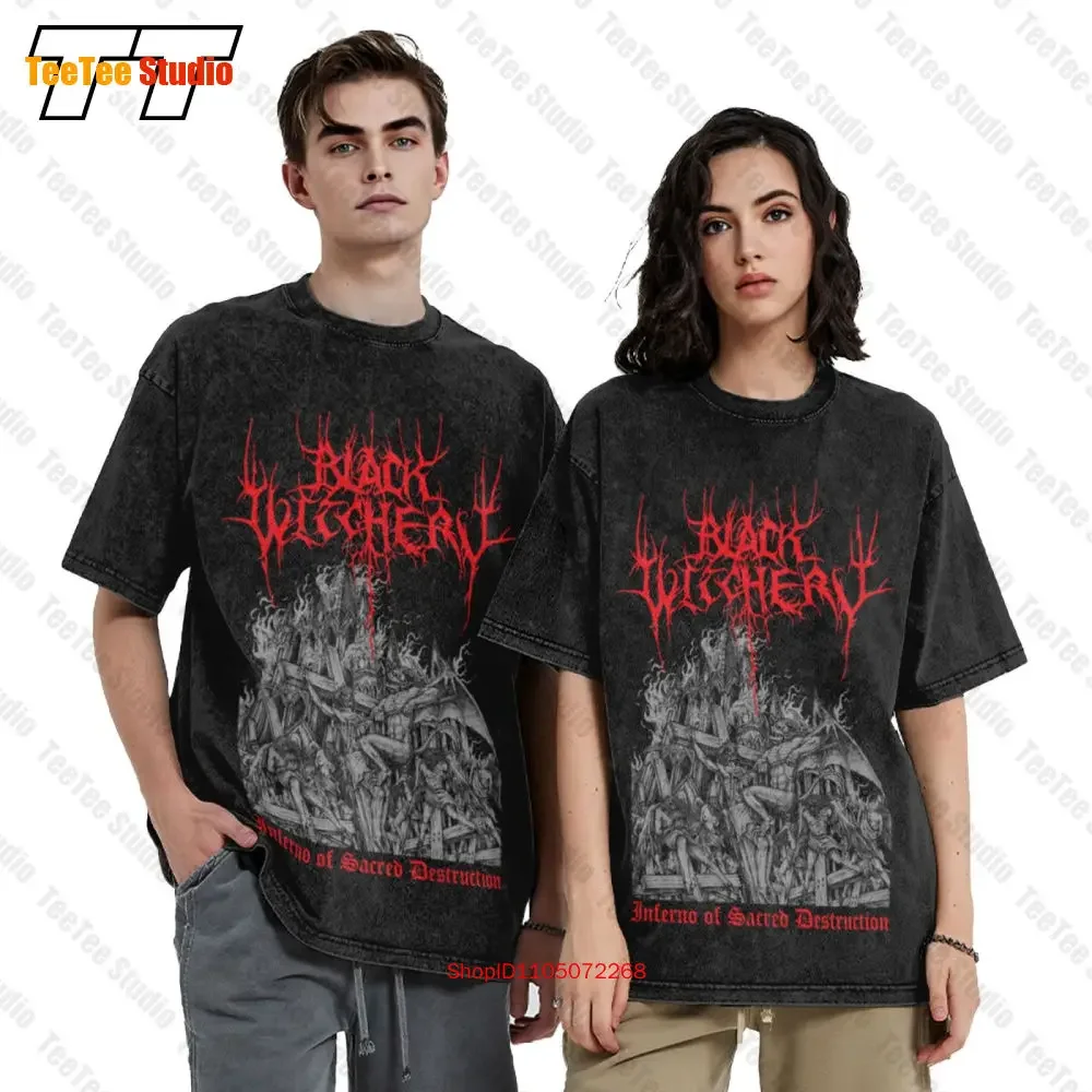 Black Witchery 'Inferno Of Sacred Destruction' Vintage Oversized T-Shirt Z0Y1