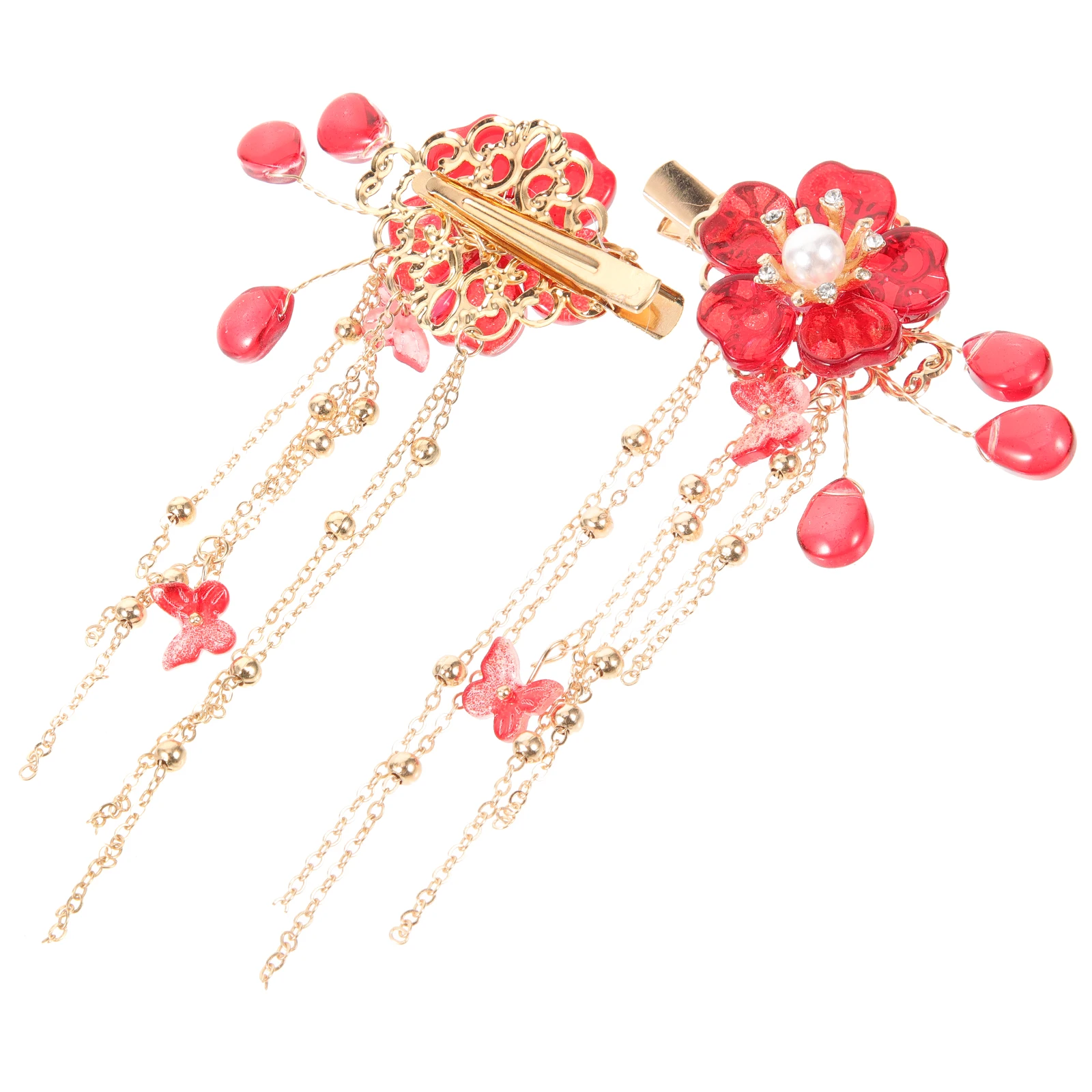 

2Pcs Glass Flower Tassel Hair Clips Decorative Wedding Hair Accessories for Women Teens Girls Flower Clips for Girls