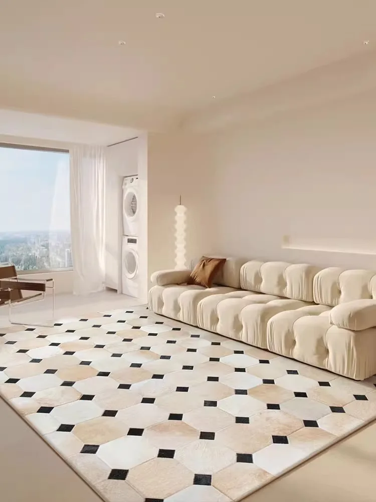 Modern Minimalist Natural Cowhide Carpet Patchwork Customize Home Area Rug for Bedroom Cloakroom Sofa Coffee Table Floor Mat