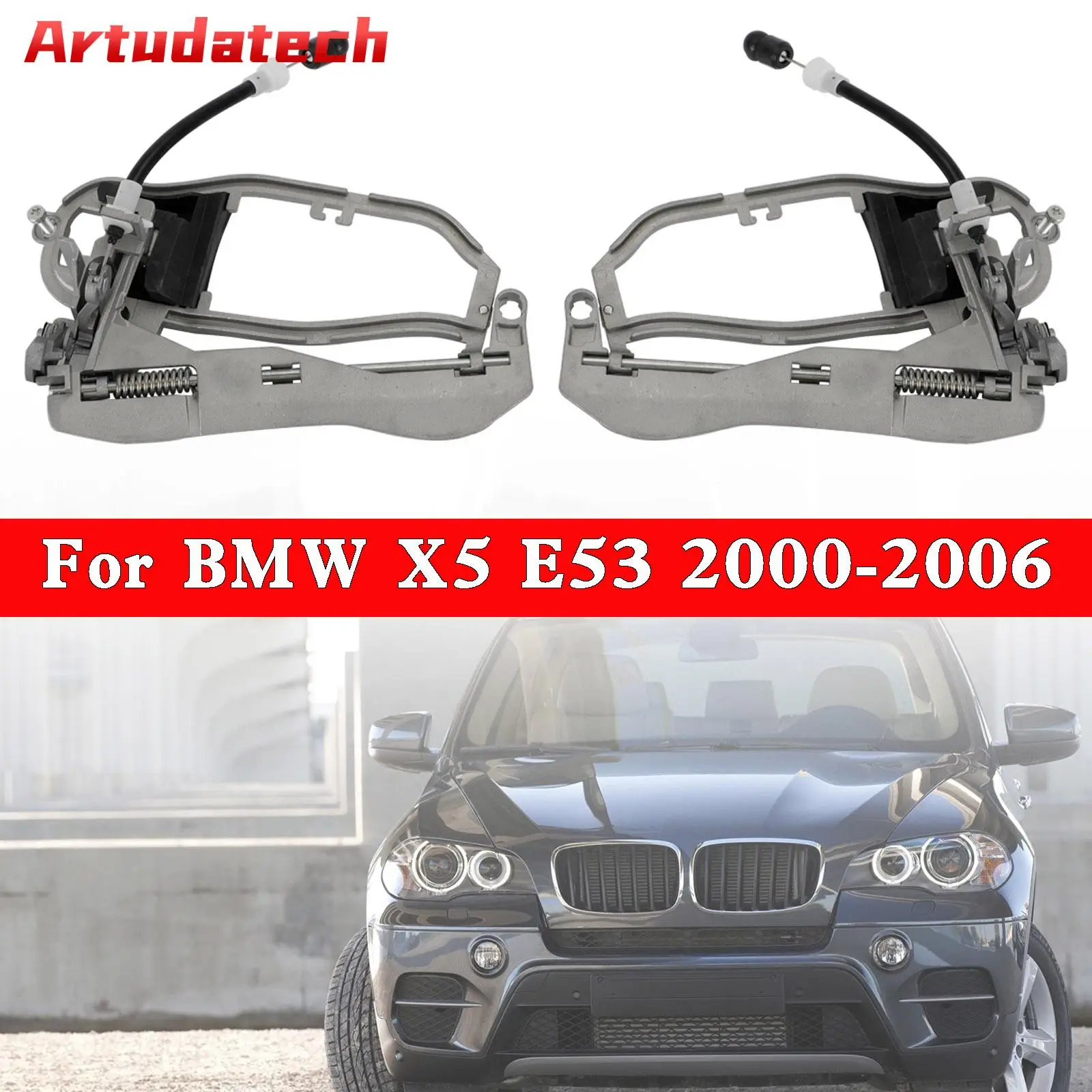 Artudatech Front Left Right Door Handle Carrier 51218243615/16 For BMW X5 E53 00-06 Car Accessories