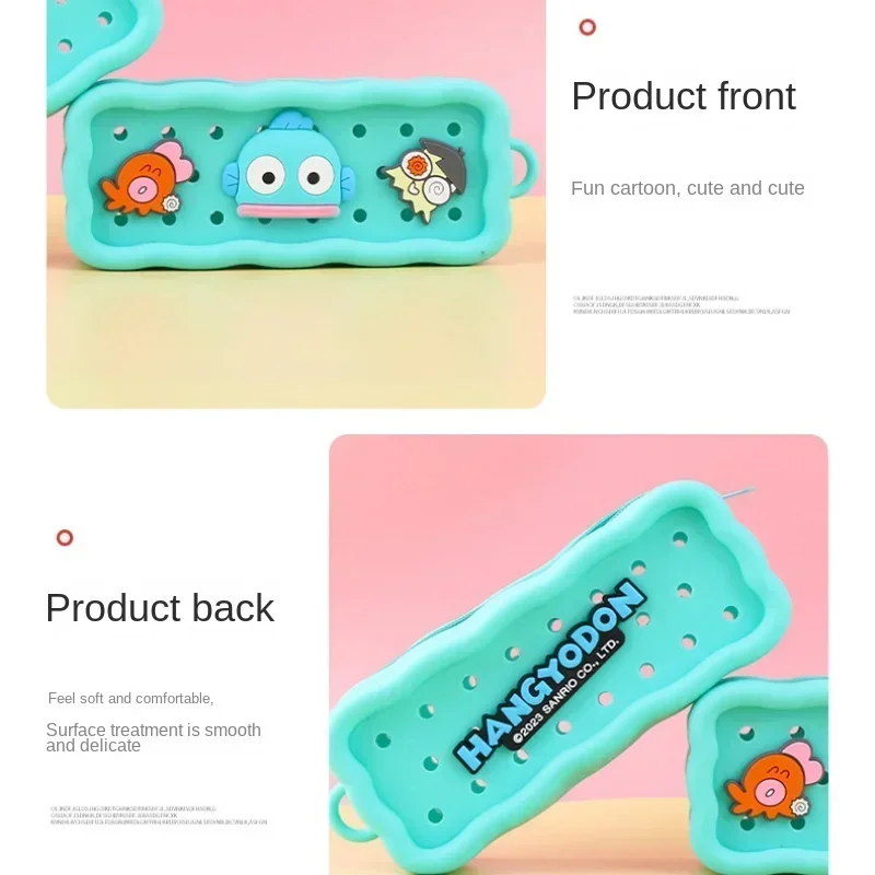 DIY Cute Kuromi Silicone Hole Pen Bag Student Large Capacity Stationery Bag Pencil Bag Simple Stationery Storage Silicone