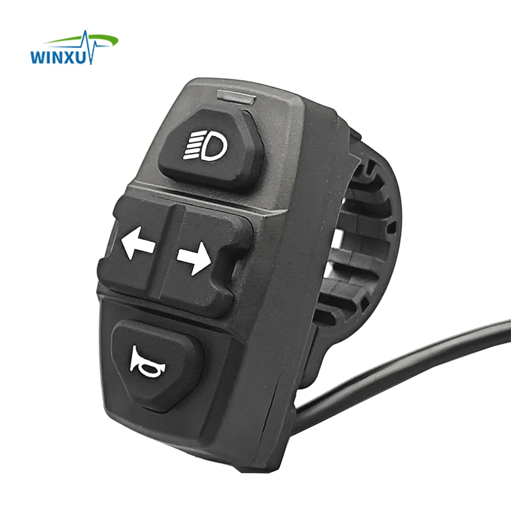 

E-bike Headlight Light Switch Horn Turn Signal Light Integrated Waterproof 12-72V Universal for Electric Scooter Mountain Bike