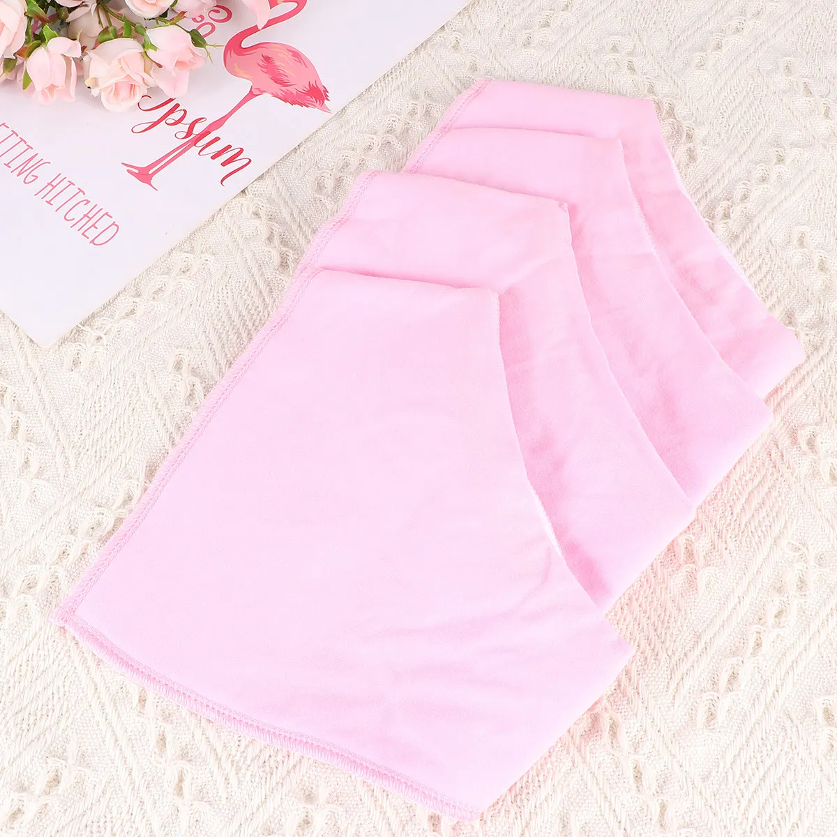 

4Pcs Pure Cotton Baby Feeding Towel Soft Absorbent Saliva Towels for Newborns Easy-Clean Nursing Towel Roll-Up Portable Pink