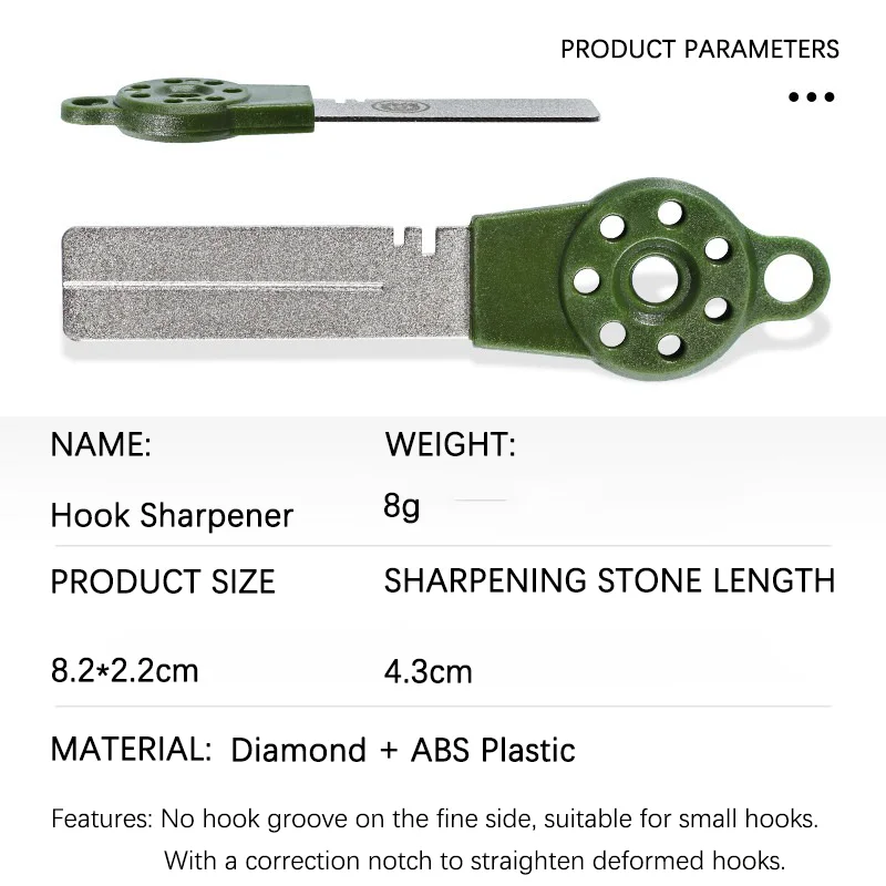Portable Hook Sharpener with Carabiner 2-in-1 Sharpen Straighten 280/600 Grit Double Sided for Lure Hooks Repair Straightening