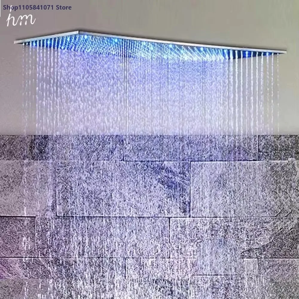 400x800mm High Flow 18L/min Stainless Steel Shower Head LED Rainfall Glow Water Generator Bathroom